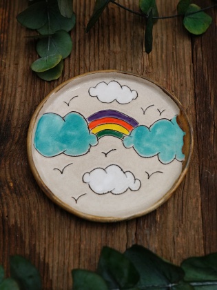 Handcrafted Ceramic Plate Line Serie Rainbow