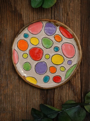 Handcrafted Ceramic Plate Line Serie Dots