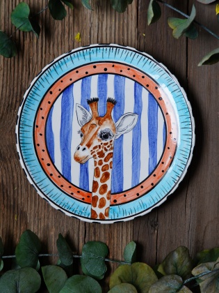 Handcraft Design Tile Plate Giraffe