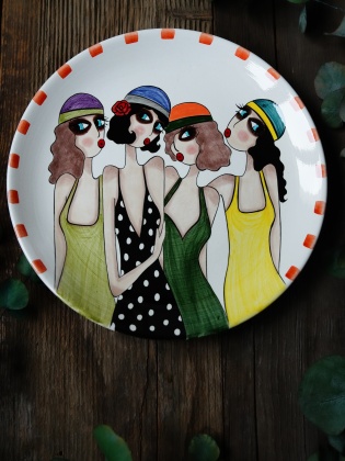 Handcraft Design Tile Plate Large Size Gossip