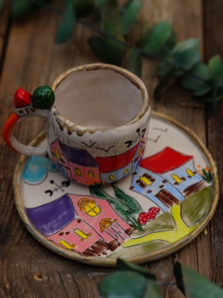 Handcraft Design Ceramic Mug Set Rainbow