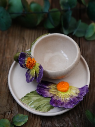 Handcraft Design Ceramic Flower Cup Set