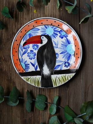 Handcraft Design Tile Plate Toucan Bird