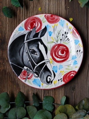 Handmade Desing Tile Plate Horse