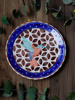 Handmade Desing Tile Plate Hummingbird