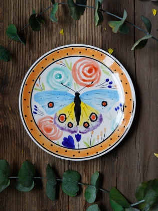 Handmade Desing Tile Plate Butterfly