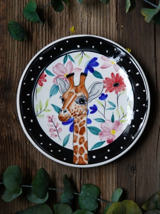 Handmade Desing Tile Plate Giraffe