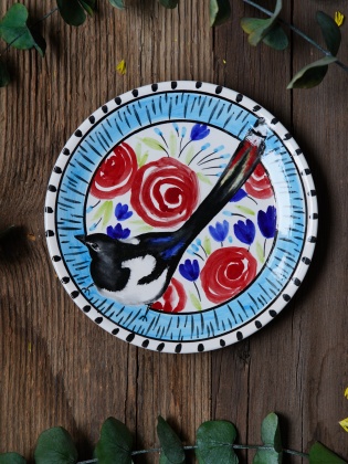 Handcraft Desing Tile Plate Sparrow