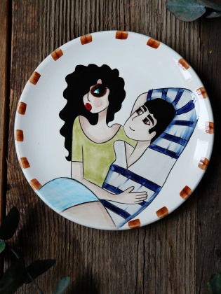 Handcraft Design Tile Plate Medium Size Lovers