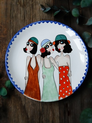 Handcraft Design Tile Plate Large Size Charming