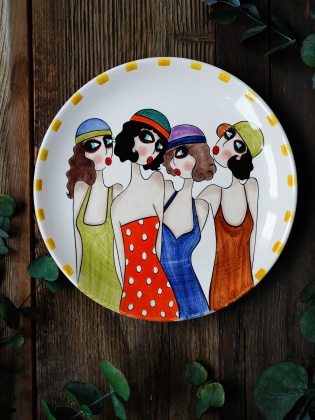 Handcraft Design Tile Plate Large Size Party Girls