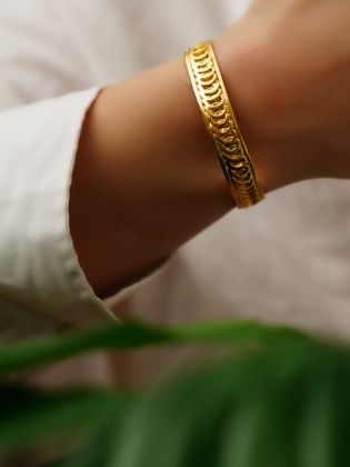 Handmade Desing Gold Plated Brass Bracelet