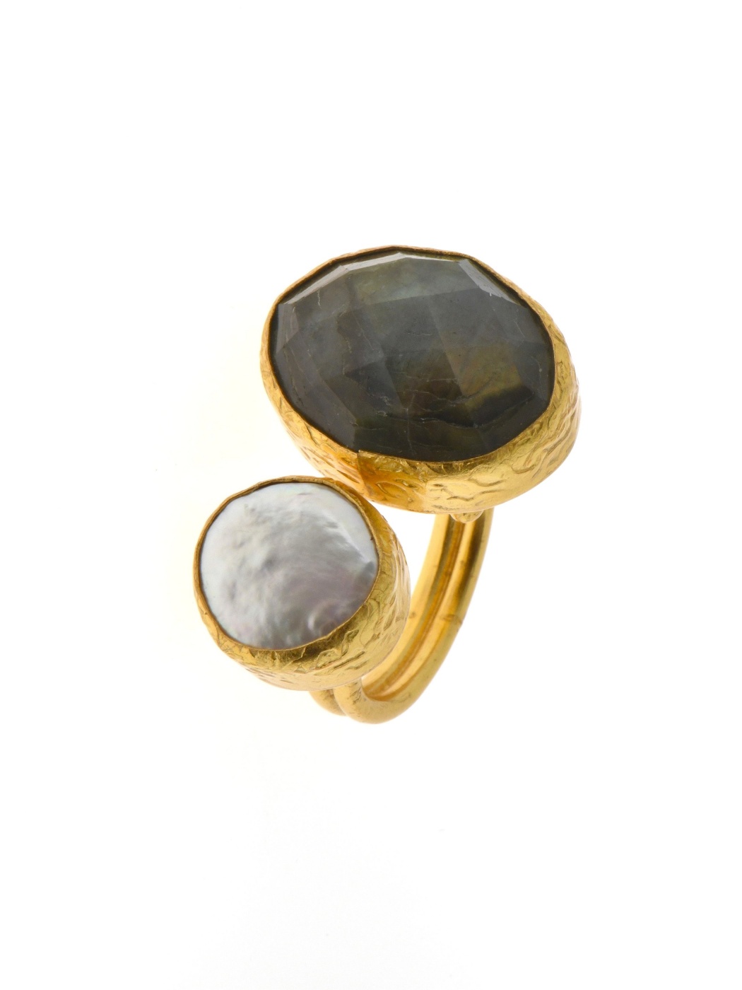 Labradorite Ethnic Jewelry Brass Handmade Ring US Size 8.75 R-12623