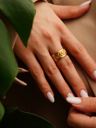 Handmade Design Gold Plated Brass Ring