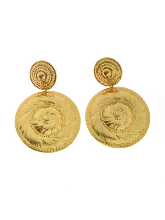 Handmade Gold Plated Brass Big Earrings Pitane Tasar m