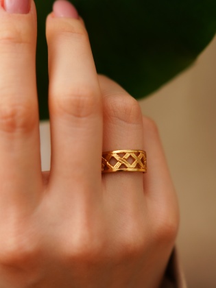 Handmade Gold Plated Brass Ring