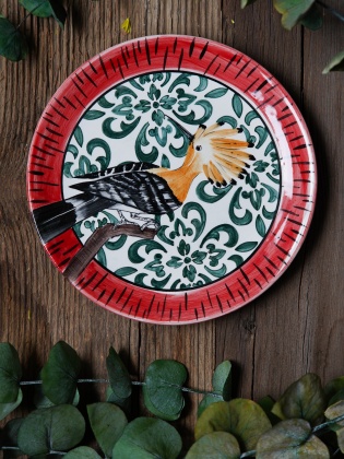 Handmade Design Tile Plate Hoopoe