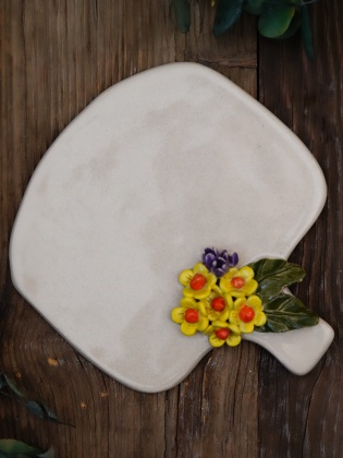 Handmade Design Yellow Flowers Ceramic Service Plate