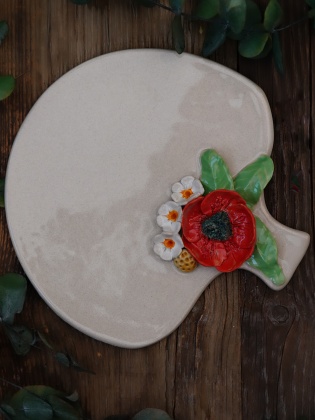 Handmade Design Ponny Flower Ceramic Large Service Plate