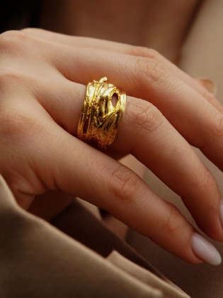 Handmade Design Gold Plated Brass Ring