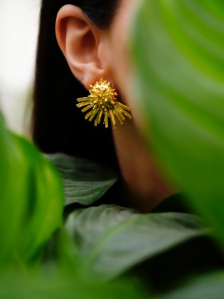 Handmade Design Gold Plated Brass Earrings