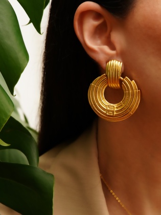 Handmade Design Brass Earrings Gold Plated