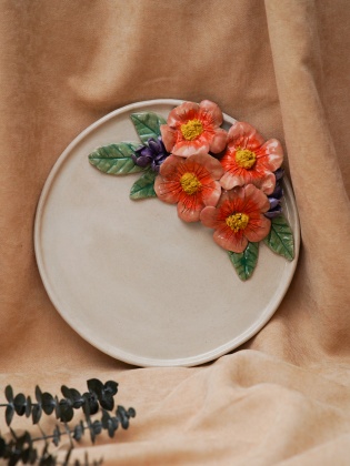 Handmade Design Flower Ceramic Plate