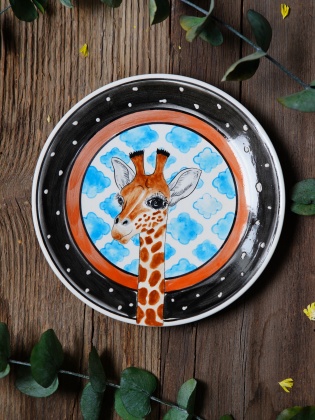 Handmade Tile Plate Giraffe