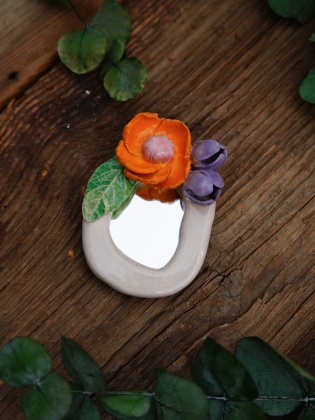 Handmade Ceramic Floral Mirror Hyacinth