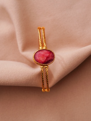 Handmade Gold Plated Brass Bracelet Ruby