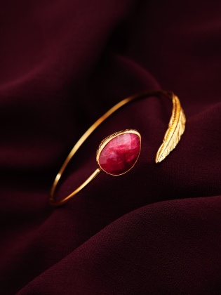 Handmade Gold Plated Brass Bracelet Ruby