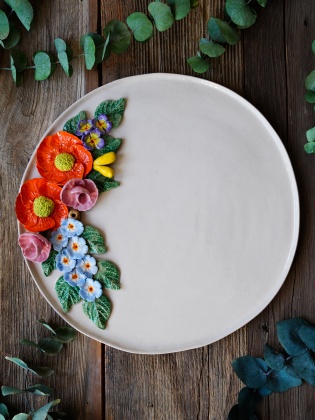 Handmade Design Flower Ceramic Plate