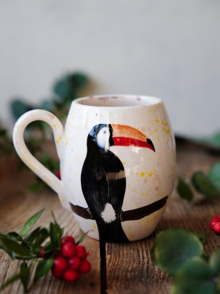 Handmade Tile Mug Toucan Bird