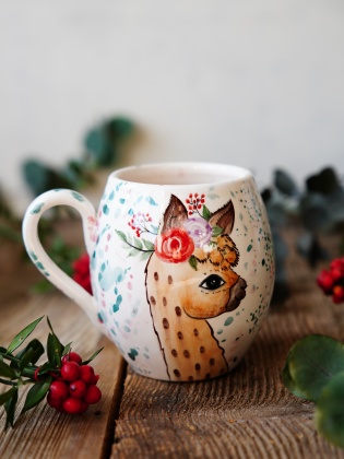 Handmade Tile Mug Alpaca