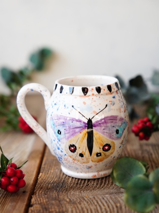 Handmade Tile Mug Butterfly