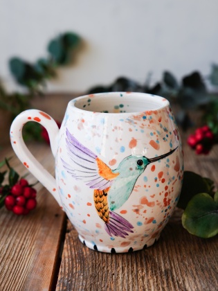 Handmade Tile Mug Mockingbird