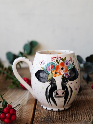 Handmade Tile Mug Cow