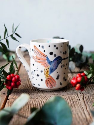 Handmade Tile Mug Mockingbird