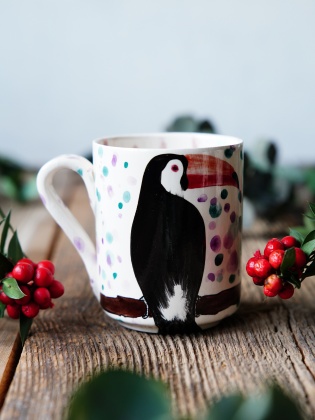 Handmade Chinese Mug Toucan Bird