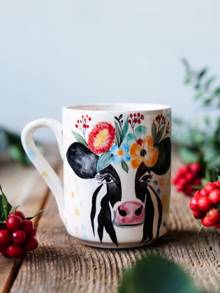 Handmade Tile Mug Cow