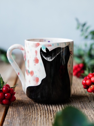 Handmade Tile Mug Cat