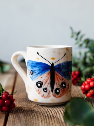 Handmade Tile Mug Butterfly