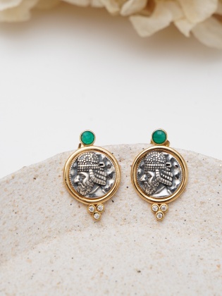 Handmade Design Silver Earrings With Coin Design