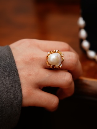 Handmade Design Silver Ring with Baroque Pearl