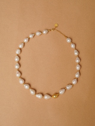 Handmade Design Silver Necklace with Baroque Pearl