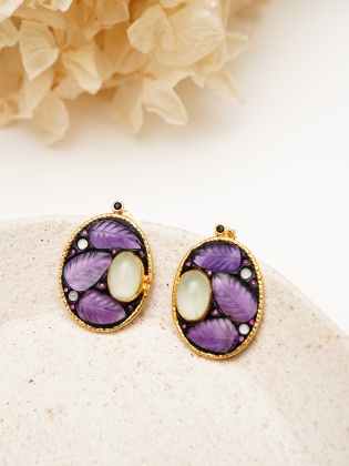 Handmade Design Silver Earrings With Amethyst and Quartz Stones