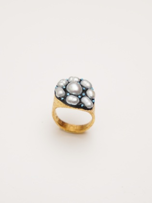 Handmade Design Silver Ring with Pearls