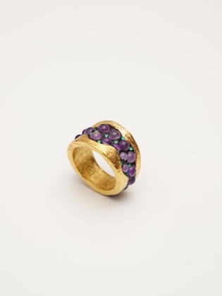 Handmade Design Silver Ring With Amethyst Stones