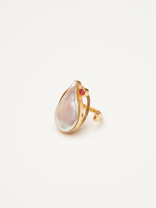 Handmade Design Silver Ring with Baroque Pearl