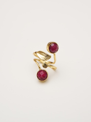 Handmade Design Brass Ring With Ruby Stone